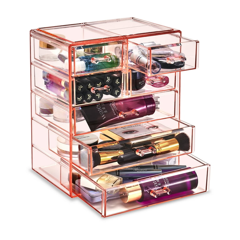 Sorbus Makeup and Jewelry Storage Case Display-4 Large,2 Small Drawers - Pink