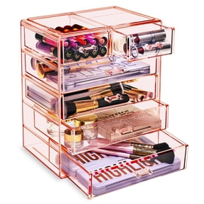 Sorbus Cosmetics Makeup and Jewelry Big Storage Case Display - Stylish Vanity, Bathroom Case (4 Large, 2 Small Drawers, Purple)