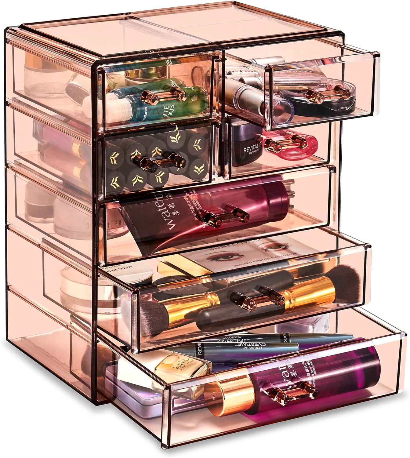 Brown Clear Acrylic 7-Drawer Vanity Organizer