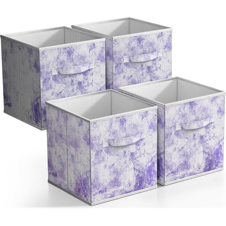 Sorbus 11-Inch Foldable Fabric Storage Cubes, Tie-Dye Purple, 4-Pack