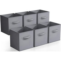 Sorbus Cube Storage Bins - Fabric Collapsible Basket Set (Gray, 6 Pack)