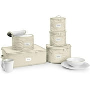 Sorbus Dinnerware Storage 5-Piece Set: Service for 12, Quilted Protection Bins, Felt Protectors