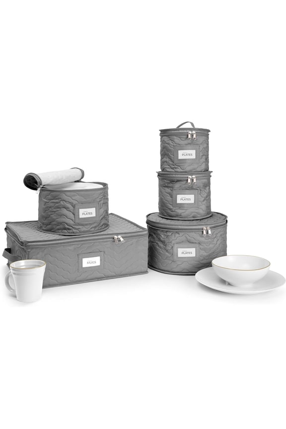 Dinnerware Storage 5-Piece Set for Protecting or Transporting China Plates, Cups, and Dishes