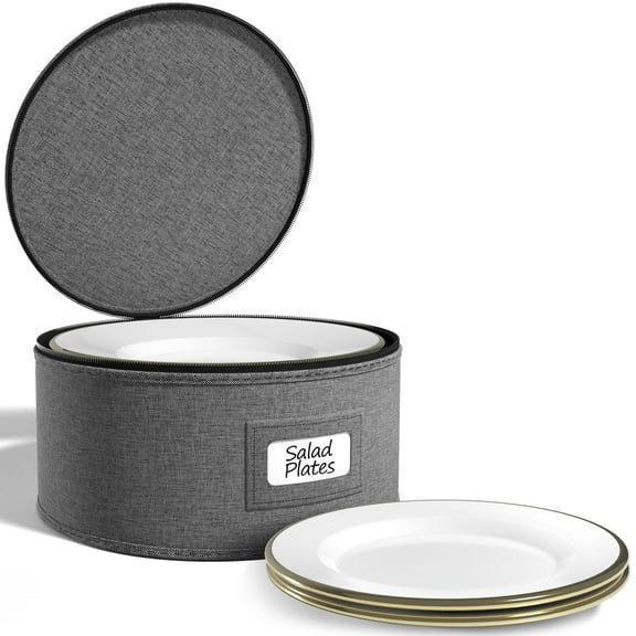 Sorbus Dinnerware Storage Container Organizer with Lid China Storage for Salad Plates, Holds Service for 12 with Felt Protectors, Gray (1 Piece)