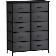 Sorbus Dresser with 10 Drawers - Storage Unit Organizer Chest for Clothes - Bedroom, Hallway, Living Room, Closet, & Dorm Furniture - Steel Frame, Wood Top, and Easy Pull Polyester Fabric Bins