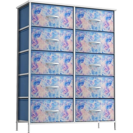 Sorbus Dresser with 10 Drawers - Storage Unit Organizer Chest for Clothes - Bedroom, Kids Room, Nursery, & Closet - Steel Frame, Wood Top, and Easy Pull Fabric Bins