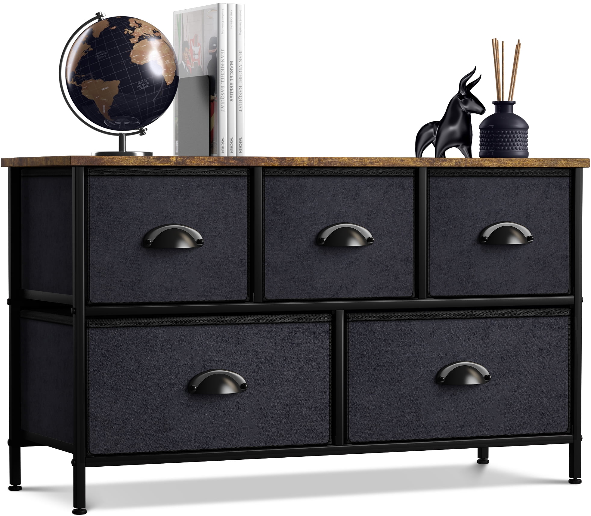Farmhouse Black 5-Drawer Nursery Dresser with Soft Close