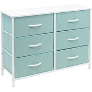 Sorbus Dresser with 6 Drawers - Furniture Storage Tower Unit for Bedroom, Hallway, Closet, Office Organization - Steel Frame, Wood Top, Easy Pull Fabric Bins (6-Drawer, Pastel Aqua)