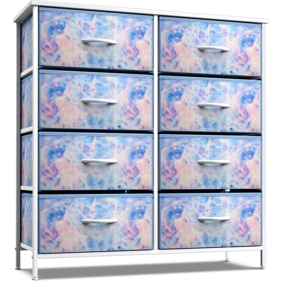 Sorbus Dresser with 8 Drawers - Furniture Storage Chest Tower Unit for Bedroom, Hallway, Closet, Office Organization - Steel Frame, Wood Top, Easy Pull Fabric Bins (8-Drawer, Blue)