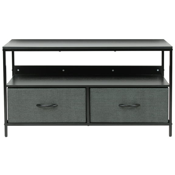 Sorbus Dresser Drawers TV Table Stand- Furniture Storage Chest Tower Unit for Bedroom, Hallway, Closet, Office Organization - Steel Frame, Wood Top, Easy Pull Fabric Bins (Black)
