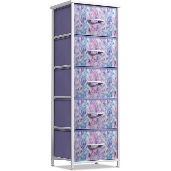 Sorbus Dresser w/ 5 Drawers Furniture Tall Storage Organizer Unit for Bedroom Tie-Dye Purple