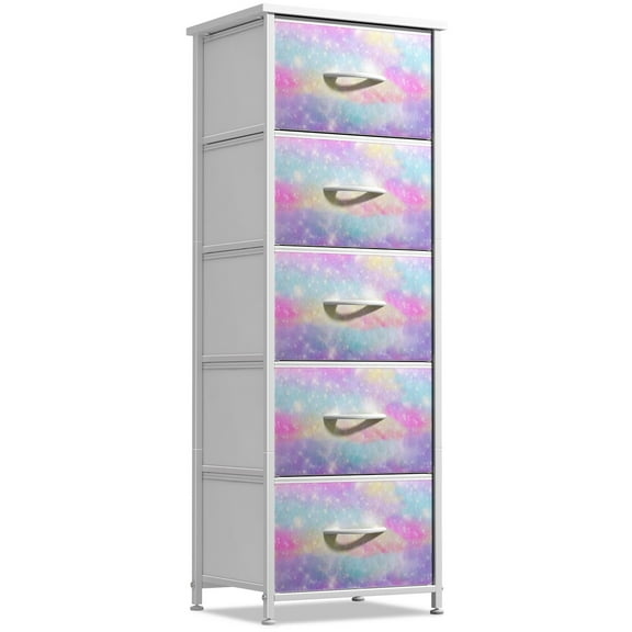 Sorbus Dresser w/ 5 Drawers Furniture Tall Storage Organizer Unit for Bedroom Tie-Dye Sparkle