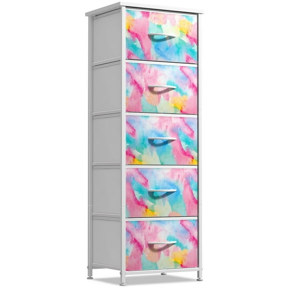 Sorbus Dresser w/ 5 Drawers Furniture Tall Storage Organizer Unit for Bedroom Tie-Dye Turquoise
