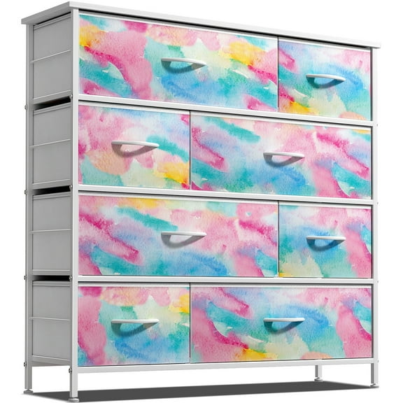 Sorbus Dresser w/ 8 Drawers Furniture Storage & Night Stand Table for Bedroom Tie-Dye Turquoise