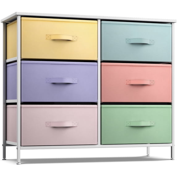 Sorbus Dresser with 6 Drawers - Furniture Storage Chest Tower Unit for Bedroom, Hallway, Closet, Office Organization - Steel Frame, Wood Top, Easy Pull Fabric Bins 