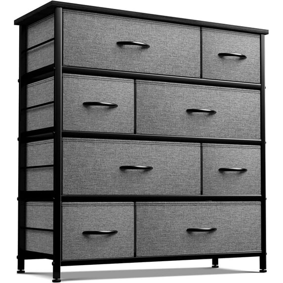 Sorbus 8 Drawer Dresser - Chest of Drawers for Bedroom - Steel Frame, Wood Top Fabric Bins (Black)