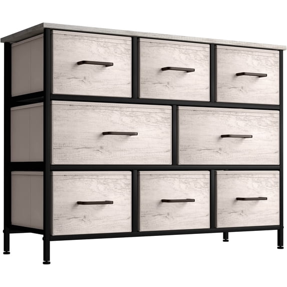 Sorbus Dresser with 8 Fabric Drawers – Wide Storage Chest, Collapsible & Portable TV Stand – Organizing for Bedroom & Living Room, Greige