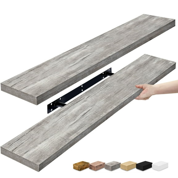 Sorbus Extra Long Floating Rectangle Shelves – 35" L x 9" D x 1.5" H Faux Wood Wall Shelves