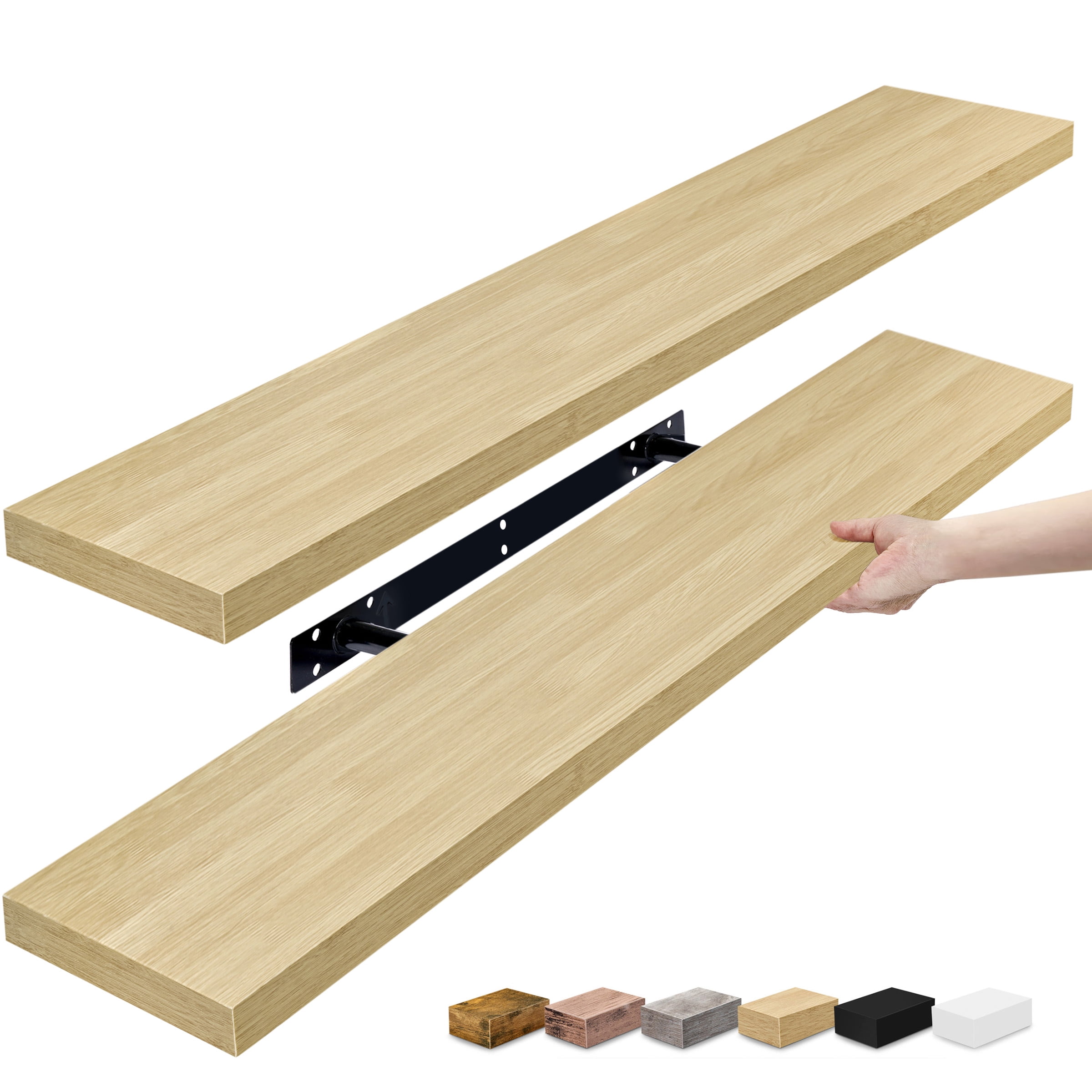 Maple Wood Extra Long Floating Wall Shelves, 35" x 9"