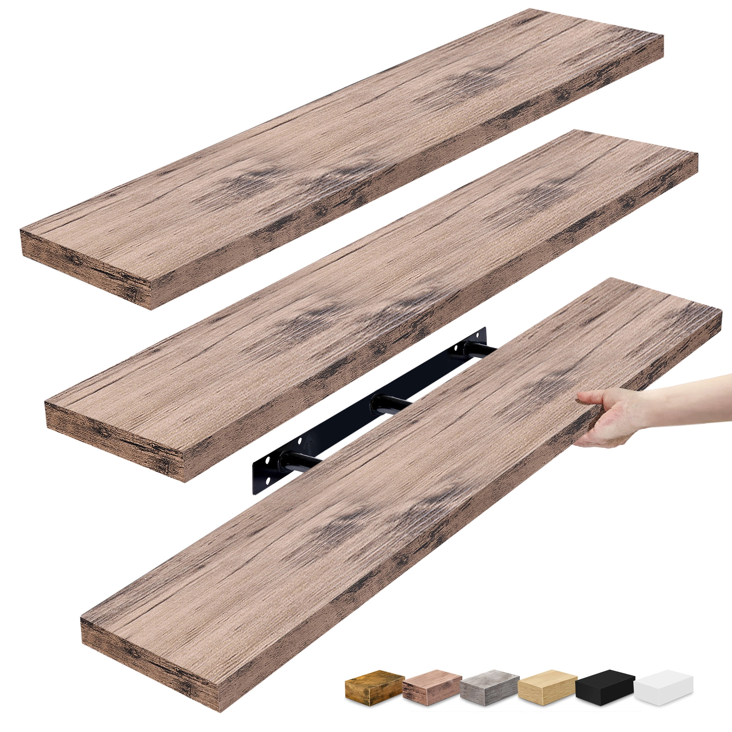 Sorbus Extra Long Floating Shelves – Set of 3 Wall-Mounted Shelves (48 ...