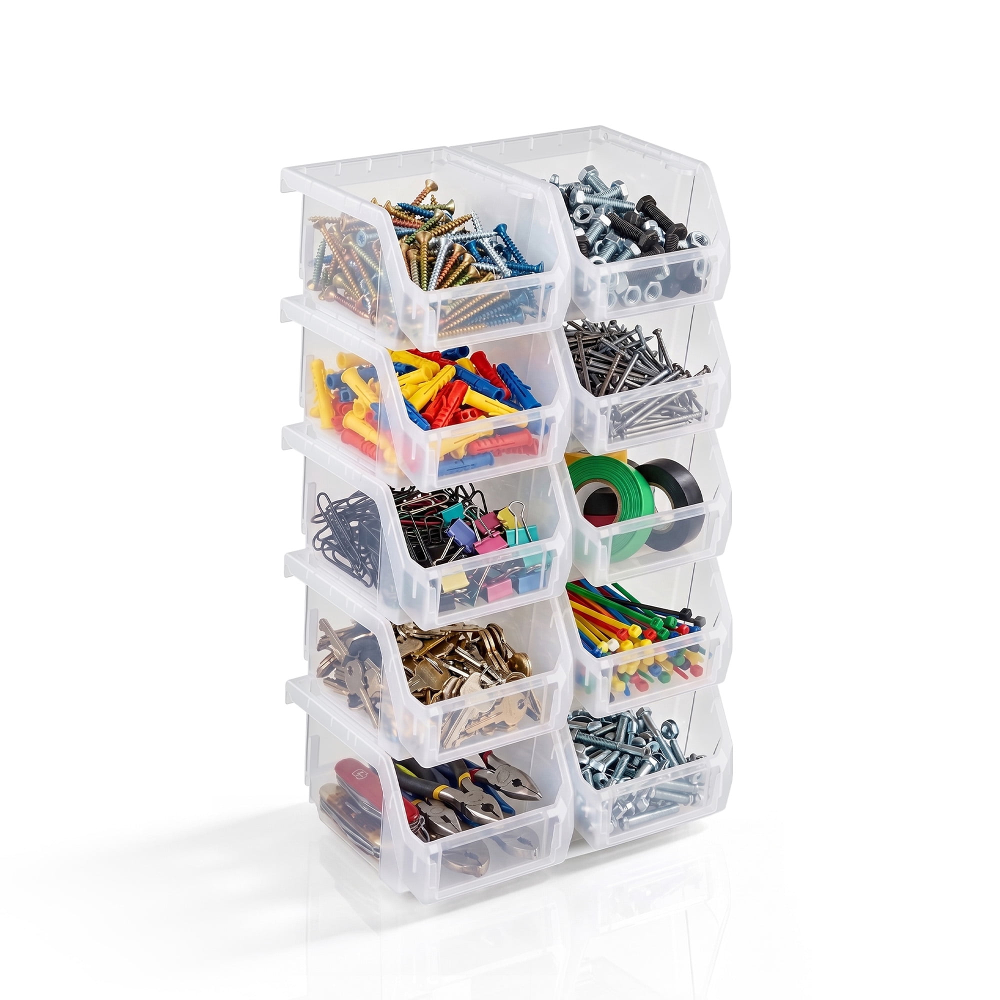 Sorbus Extra Small Garage Storage Bins, Open Front Plastic Organizer, Clear, 10 Pack