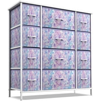 Sorbus Fabric Dresser for Kids Bedroom - Large Chest with 12 Drawers, Tie-dye Colors (Purple)
