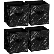 Sorbus Fabric Foldable Storage Cubes Organization Bins, Great for Home Organization, Living Room, Cube Storage Bins, for Closet, Nursery, Playroom, College Dorm, Marble Print Fabric (4-Pack, Black)