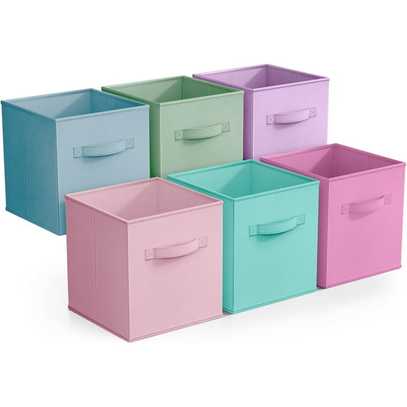 Sorbus Fabric Storage Bins 11" 6 Foldable Storage Bins with Handles for Pantry, Cubbies, Toy Clothes- 6Pk