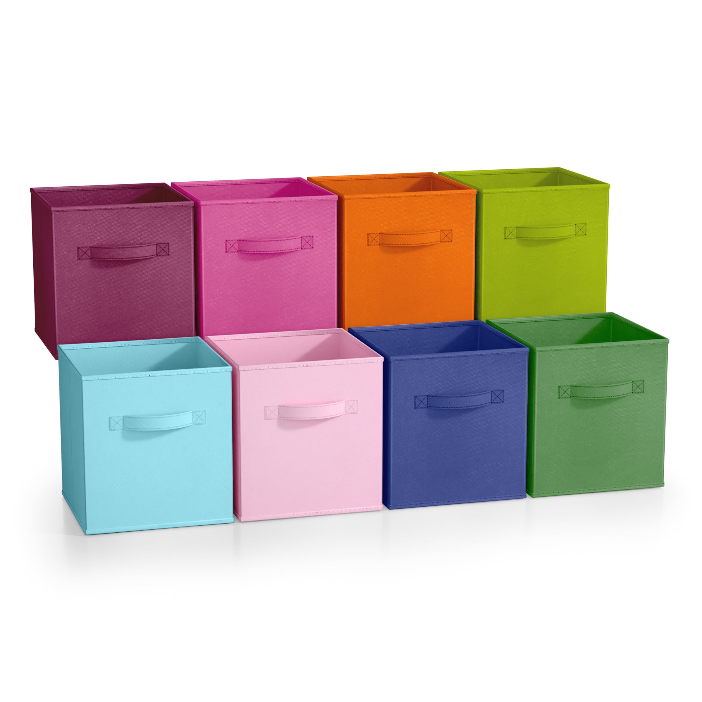 Bright Multicolor 11" Foldable Fabric Storage Cubes with Handles, 8-Pack