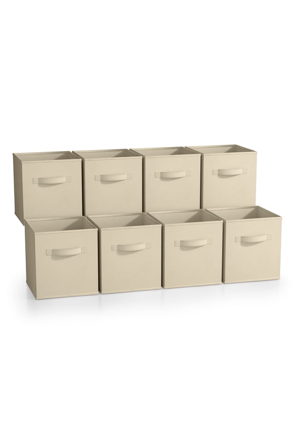 Fabric Storage Bins 11" Foldable Cubes With Handles For Pantry, Cubbies, Toy And Closet Shelving Organization - 8Pk