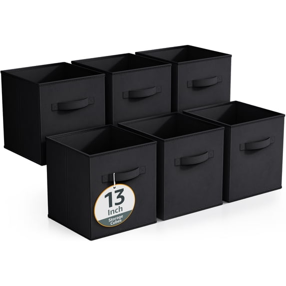 Sorbus Fabric Storage Bins 13" Foldable Cubes With Handles For Pantry, Cubbies, Toy And Closet Shelving Organization - 6Pk