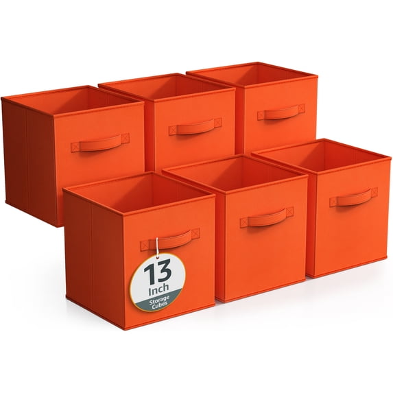 Sorbus Fabric Storage Bins 13" Foldable Cubes With Handles For Pantry, Cubbies, Toy And Closet Shelving Organization - 6Pk