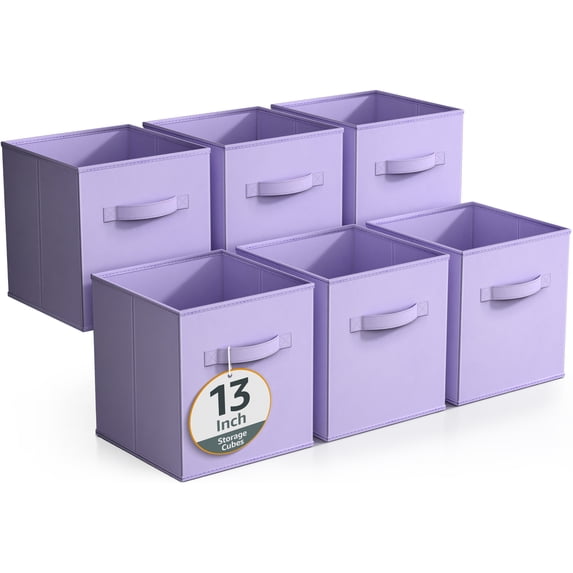Sorbus Fabric Storage Bins 13" Foldable Cubes With Handles For Pantry, Cubbies, Toy And Closet Shelving Organization - 6Pk