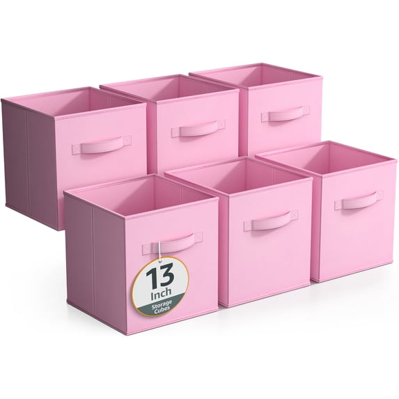 Sorbus Fabric Storage Bins 13" Foldable Cubes With Handles For Pantry, Cubbies, Toy And Closet Shelving Organization - 6Pk