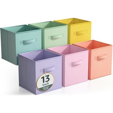 Sorbus Fabric Storage Bins 13" Foldable Cubes With Handles For Pantry, Cubbies, Toy And Closet Shelving Organization - 6Pk