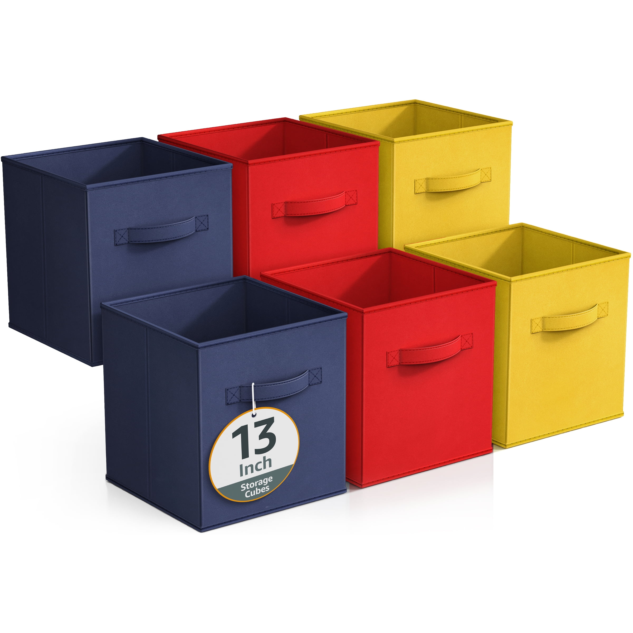 Sorbus Fabric Storage Bins 13" Foldable Cubes With Handles For Pantry, Cubbies, Toy And Closet Shelving Organization - 6Pk