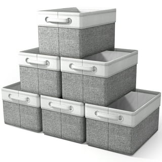 Sorbus Fabric Storage Bins for Shelves - 15" Sturdy Collapsible Baskets with 2 Handles, 6-Pack for Home Organization, Closets, Toys, Clothes, White/Gray