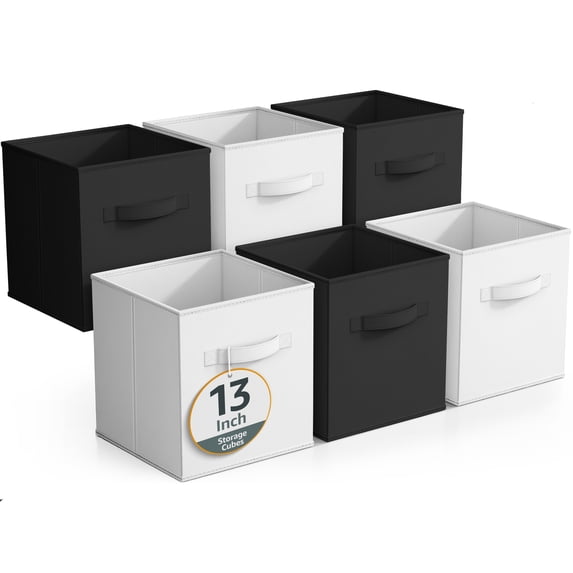 Sorbus Fabric Storage Cubes - 6 Foldable Storage Bins for Organizing Pantry, Cubbies, Toy Box - Clothes Storage & Closet Organizer - 13 Inch Collapsible Cube Baskets for Shelves with Handle