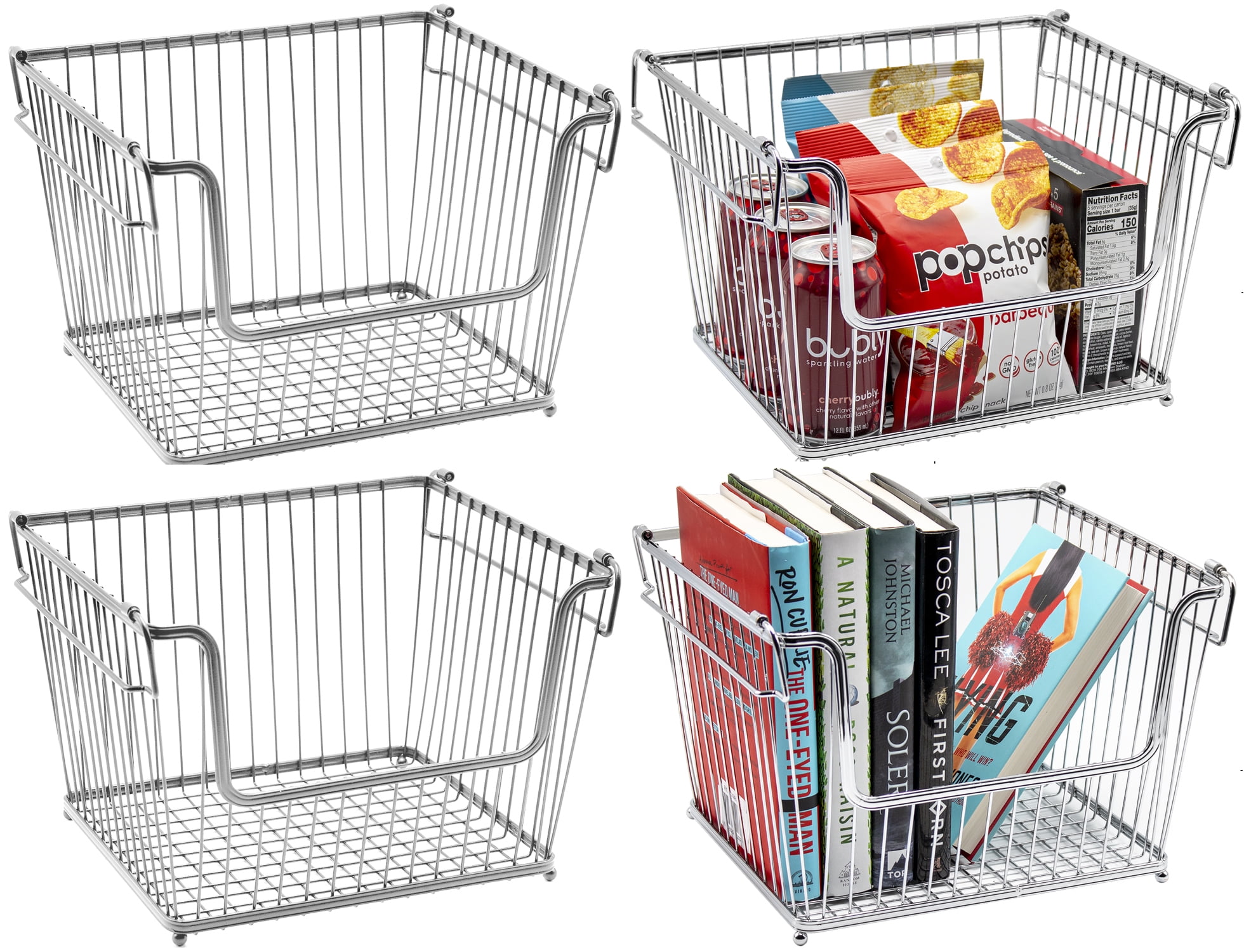 Sorbus 4 Pack White Metal Wire Baskets Storage Bin Organizer MTL-BSKT4-WH -  The Home Depot