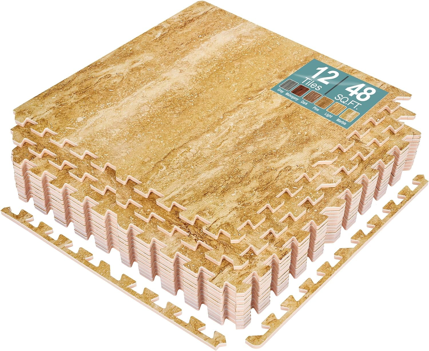 Costway 12PC Wood Grain Interlocking Floor Mats 3/8 Inch Printed Foam Tiles 24 x 24 Inch Costway 12PC Wood Grain Interlocking Floor Mats 3/8 Inch Printed Foam Tiles 24 x 24 Inch