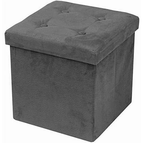 Sorbus Faux Suede Storage Ottoman Cube/Foldable/Collapsible with Button Lid Cover