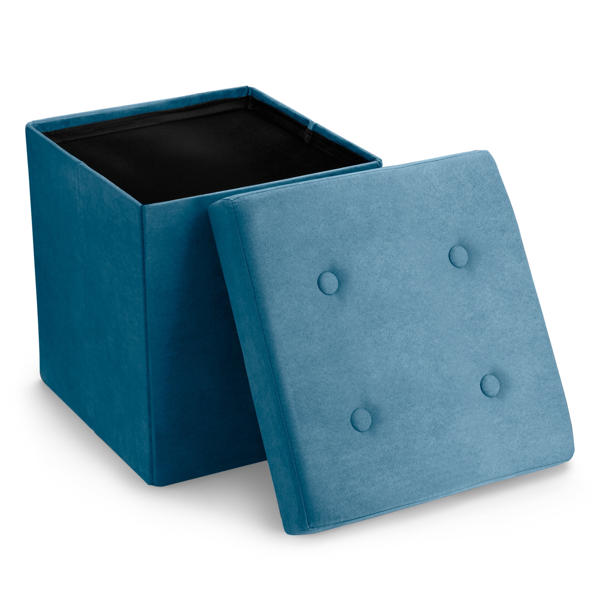 Sorbus Faux Suede Storage Ottoman Cube, Seat with Hidden Storage, Foldable, Lightweight, Teal