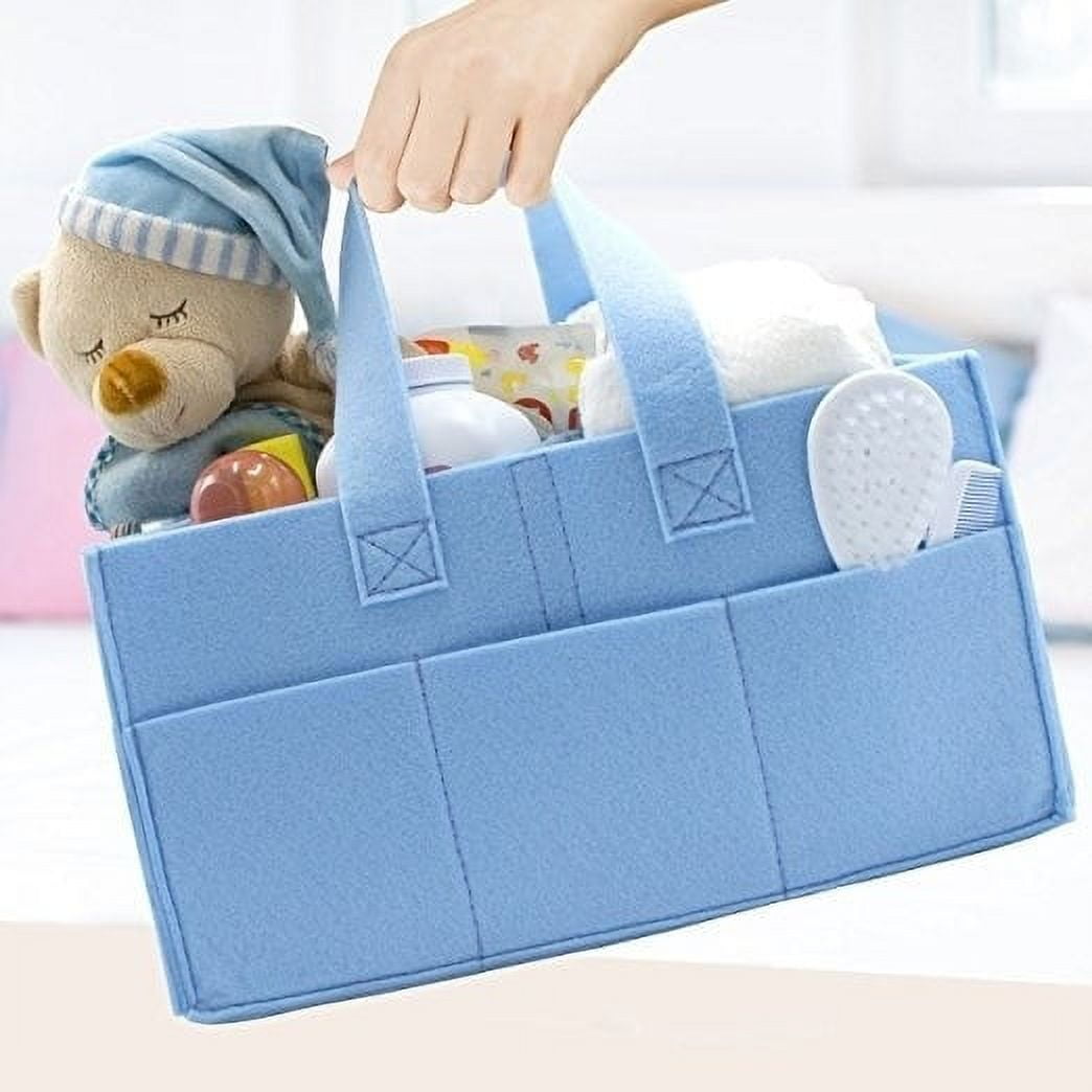 Sorbus Foldable Felt Nursery Caddy Organizer Blue