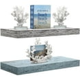 thumbnail image 1 of Sorbus 16.25" Blue White Rustic Floating Shelves (Set of 2) – Wall Storage for Décor, Frames, Trophies, 1 of 10