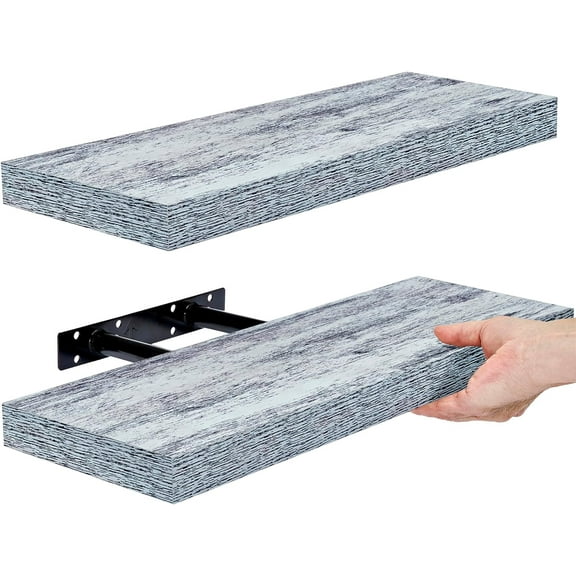 Sorbus 16.25" Blue Rustic Floating Shelves (Set of 2) – Wall Storage for Décor, Frames, Trophies