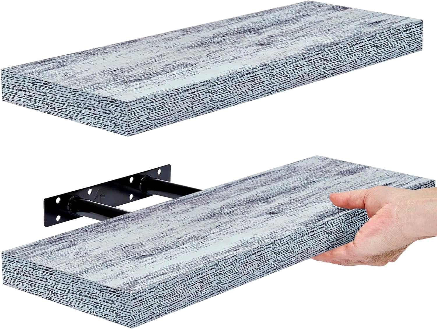Sorbus 16.25" Blue Rustic Floating Shelves (Set of 2) – Wall Storage for Décor, Frames, Trophies