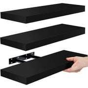 Sorbus Floating Shelves - Wall-Mounted Storage for Kitchen, Bathroom, Bedroom (Black, 3 Pack)