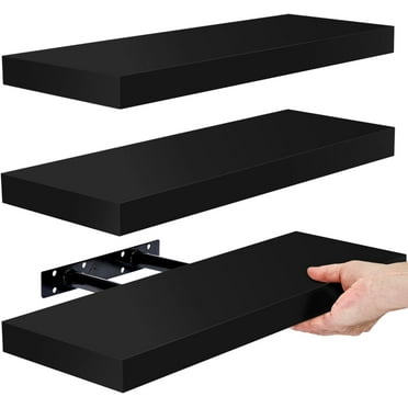 Sorbus Floating Shelves - Wall-Mounted Storage for Kitchen, Bathroom, Bedroom (Black, 3 Pack)