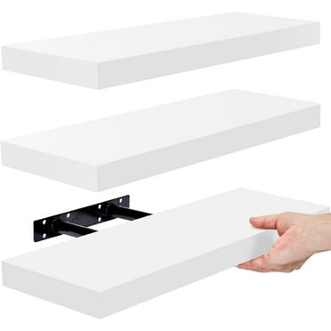 Sorbus Floating Shelves - Wall-Mounted Storage for Kitchen, Bathroom, Bedroom (White, 3 Pack)
