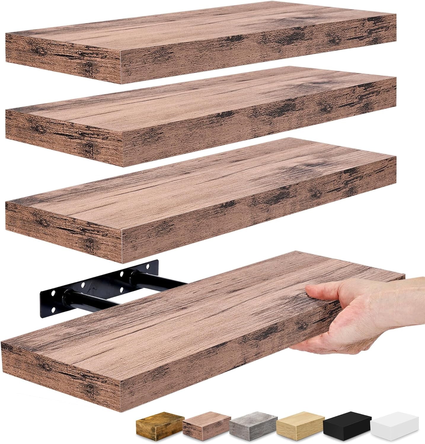 Sorbus Floating Shelves, Wall Shelves for Bedroom, Kitchen, Living Room, Bathroom Shelves Over The Toilet (4-Pack)